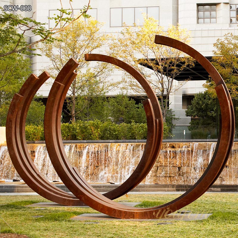 Corten Steel Abstract Half Circular Sculpture for Garden