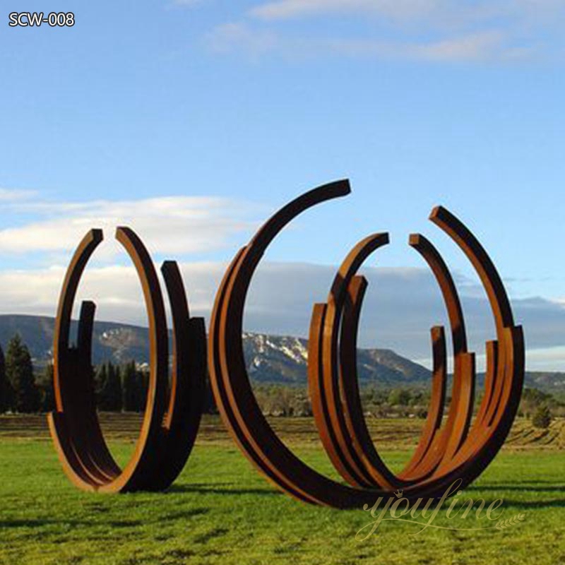 Corten Steel Abstract Half Circular Sculpture for Garden