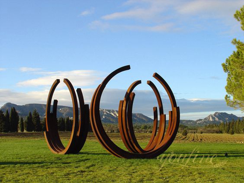 Corten Steel Abstract Half Circular Sculpture for Garden