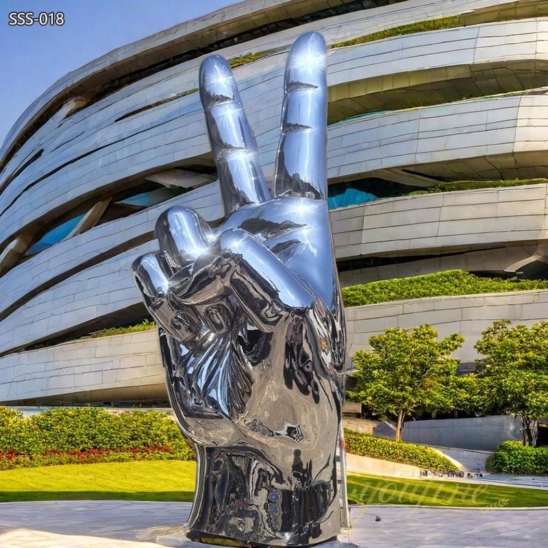 Huge Mirror Stainless Steel Hand Sculpture