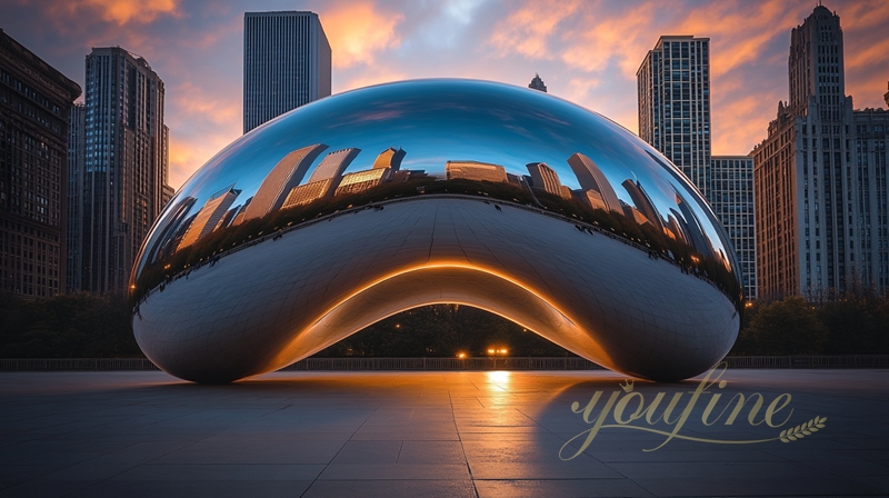 Mirror stainless steel bean sculpture