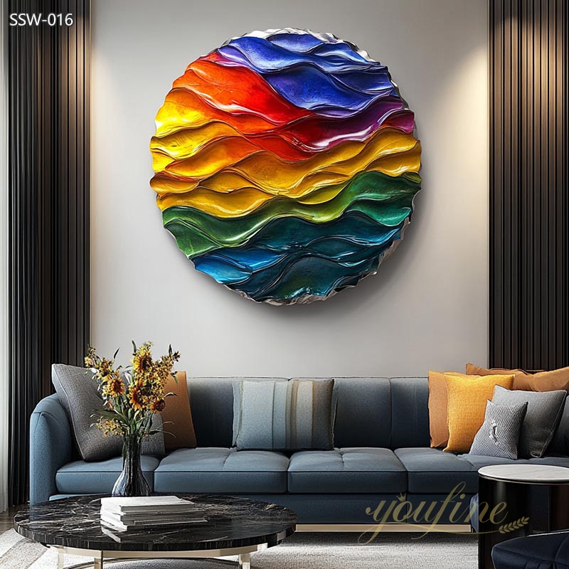 Oil Painting Design Stainless Steel Water Ripple Sculpture for Wall 