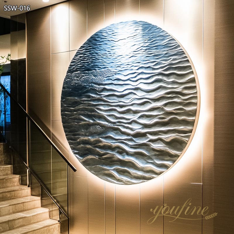 Oil Painting Design Stainless Steel Water Ripple Sculpture for Wall 