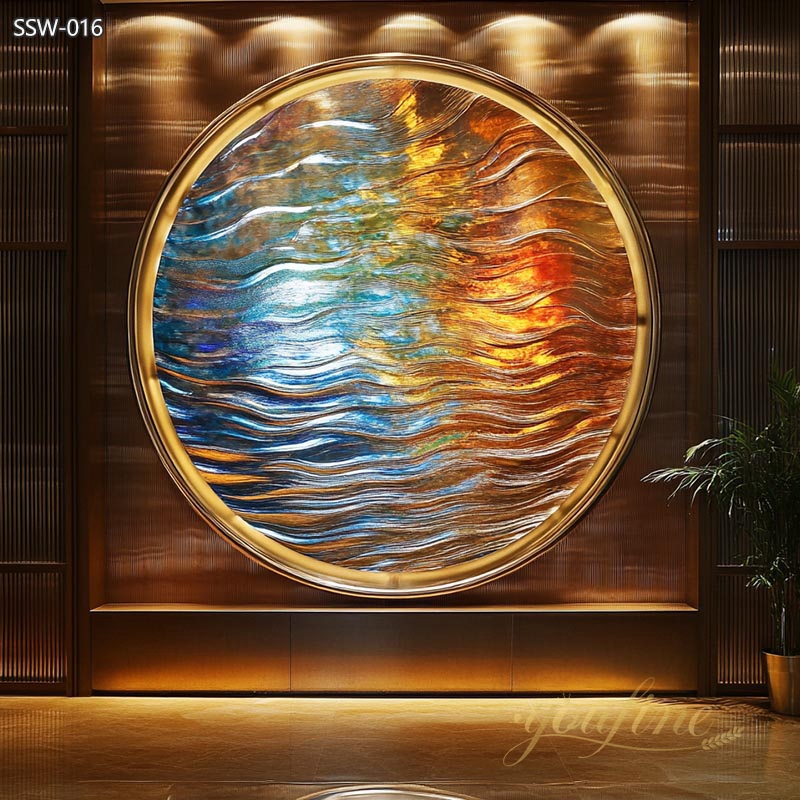 Oil Painting Design Stainless Steel Water Ripple Sculpture for Wall 