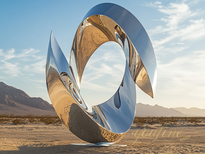 Stainless steel sculpture in the desert 