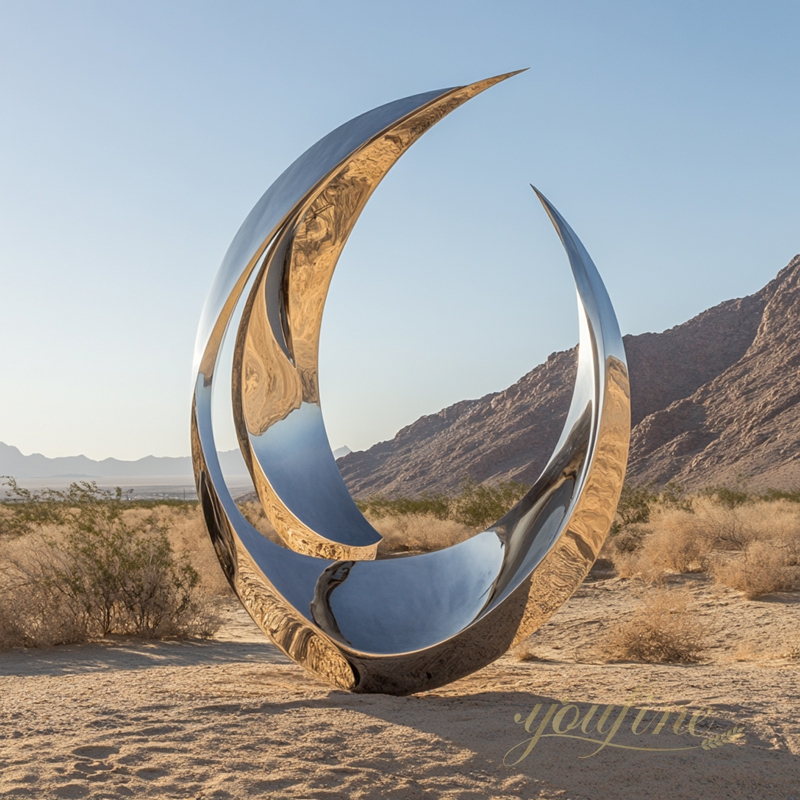 Stainless steel sculpture in the desert 