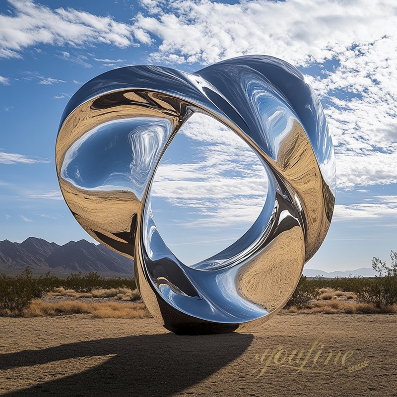 Stainless steel sculpture in the desert 