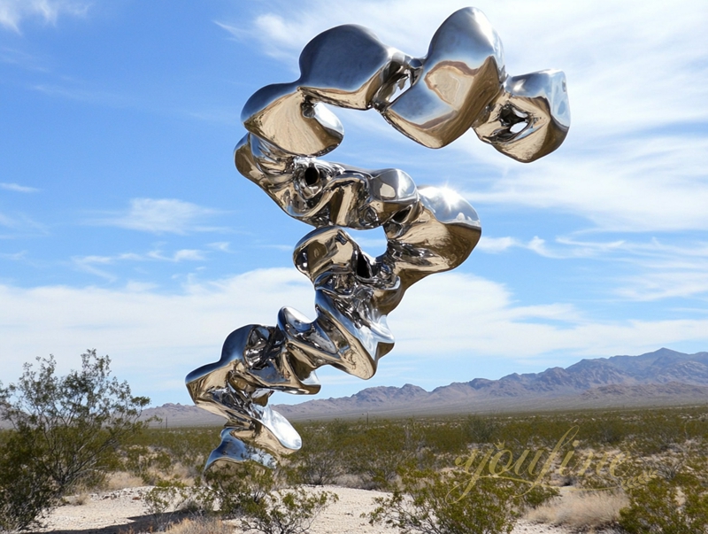 Stainless steel sculpture in the desert 