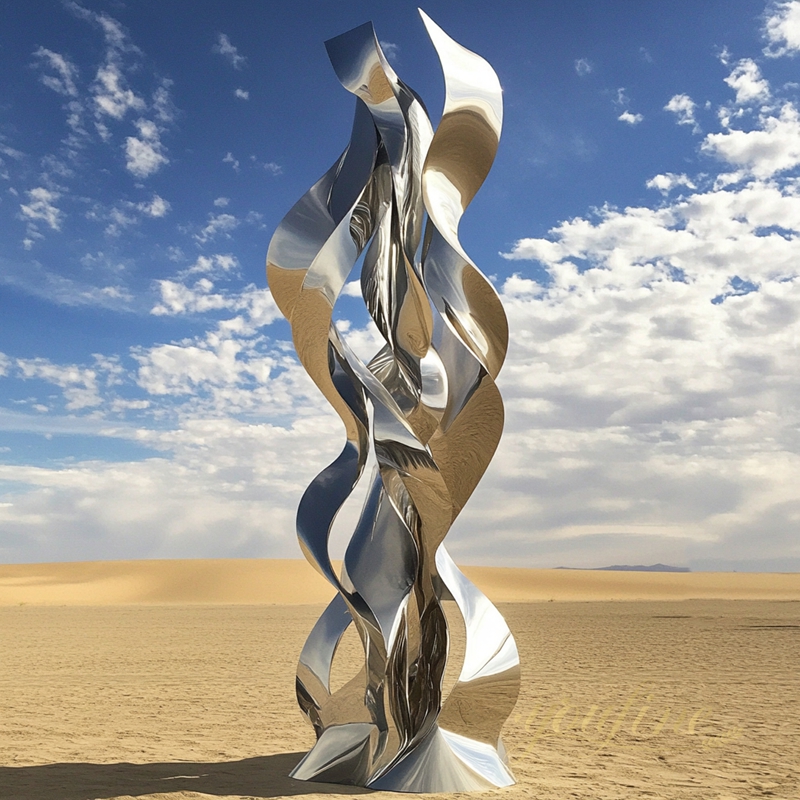 Stainless steel sculpture in the desert 