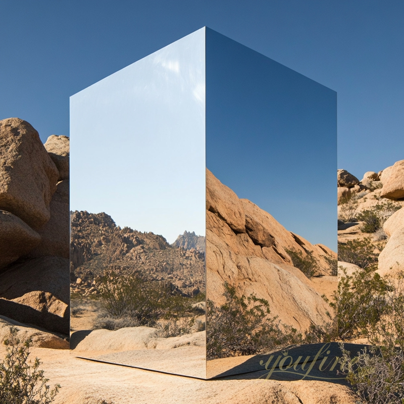 Stainless steel sculpture in the desert 