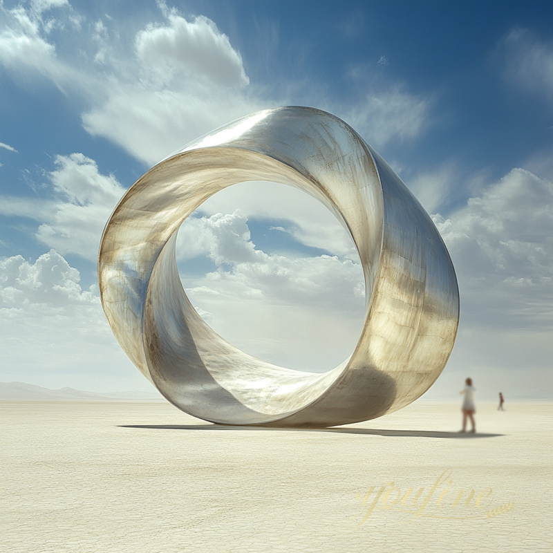 Stainless steel sculpture in the desert