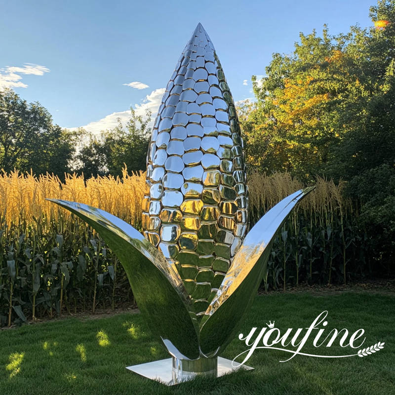 stainless steel corn sculpture