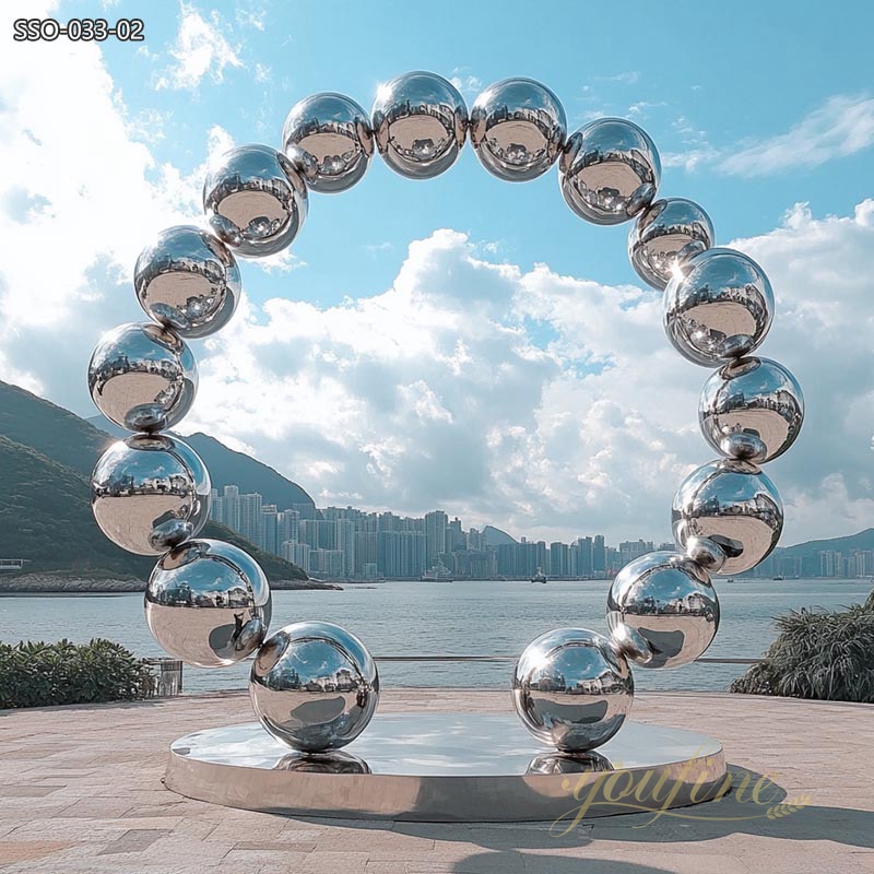 stainless steel ring sphere sculpture