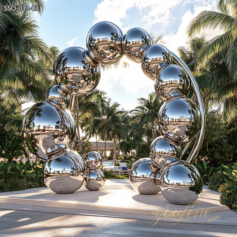 stainless steel ring sphere sculpture