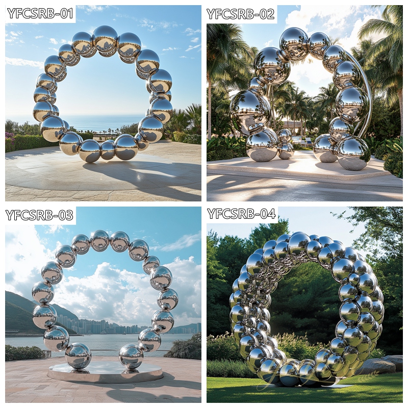 stainless steel ring sphere sculpture