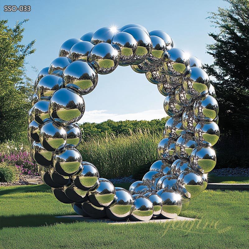 stainless steel ring sphere sculpture