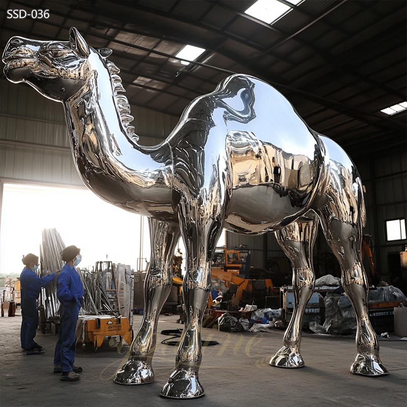 Mirror Polished Stainless Steel Camel Sculpture