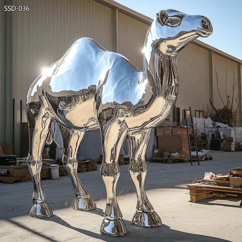 Mirror Polished Stainless Steel Camel Sculpture