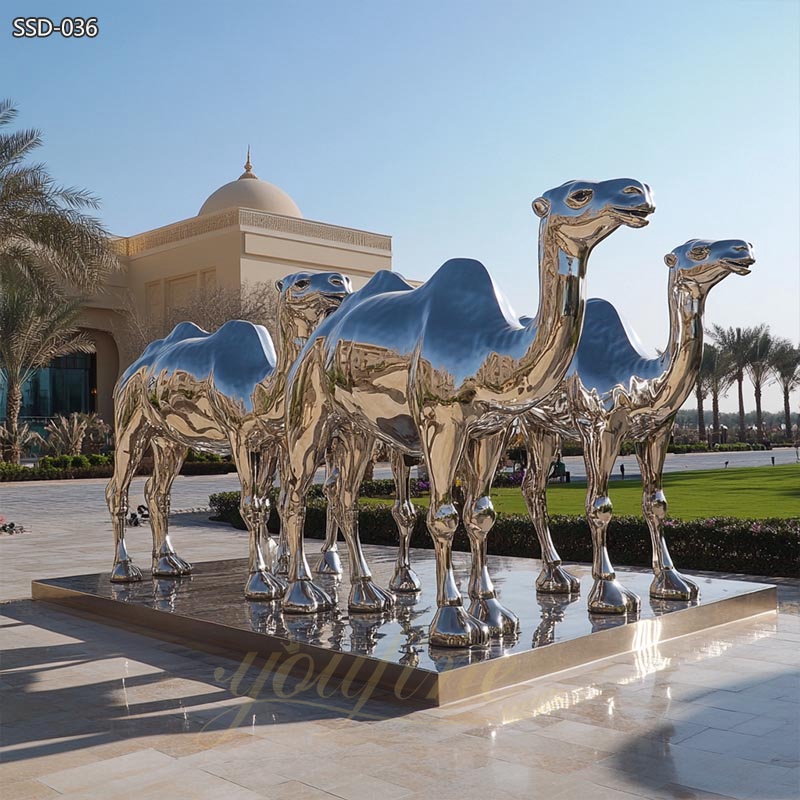 Mirror Polished Stainless Steel Camel Sculpture