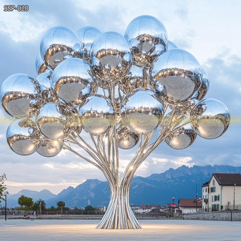 Polished Stainless Steel Balloon Tree Sculpture