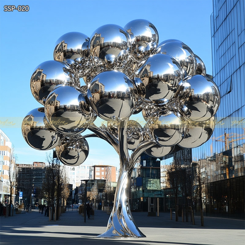 Polished Stainless Steel Balloon Tree Sculpture