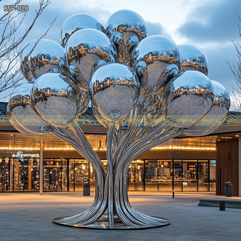 Polished Stainless Steel Balloon Tree Sculpture