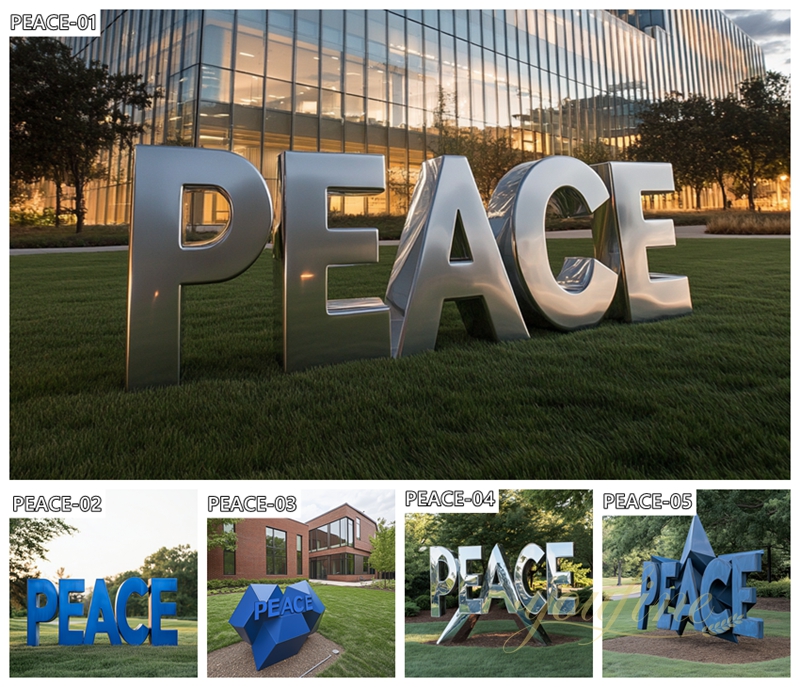 Stainless Steel Letter Peace Sculptures