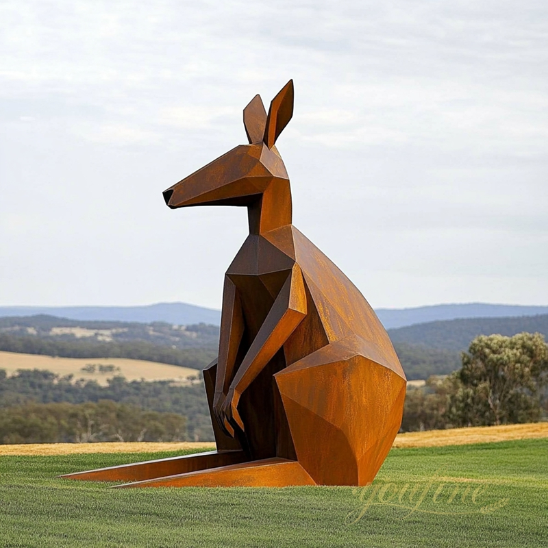 corten steel kangaroo statue