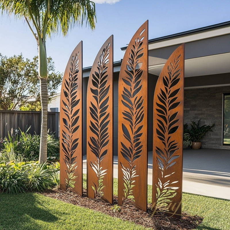 corten steel flame sculpture