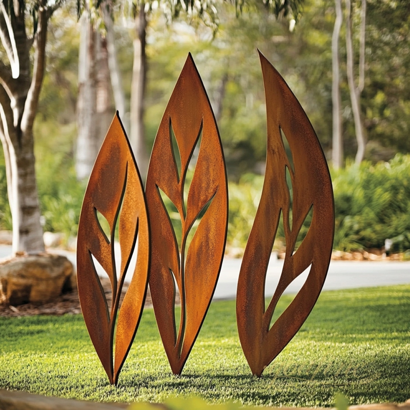 corten steel flame sculpture