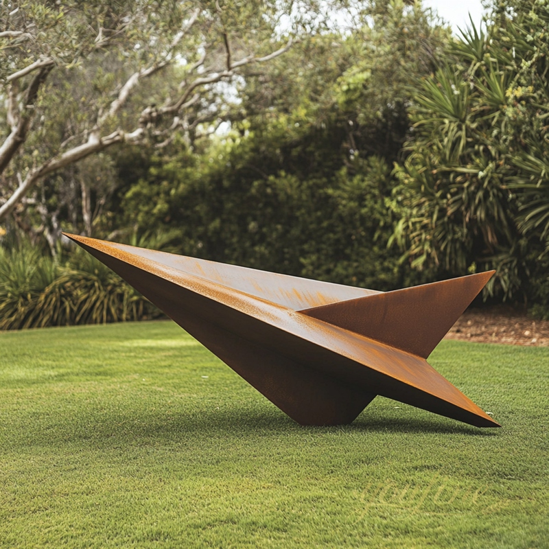 corten steel paper airplane