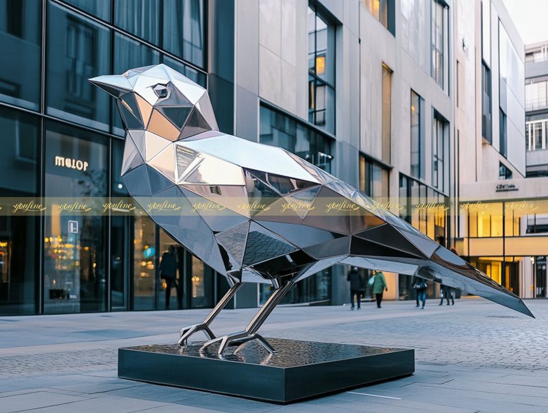 geometric bird stainless steel sculpture