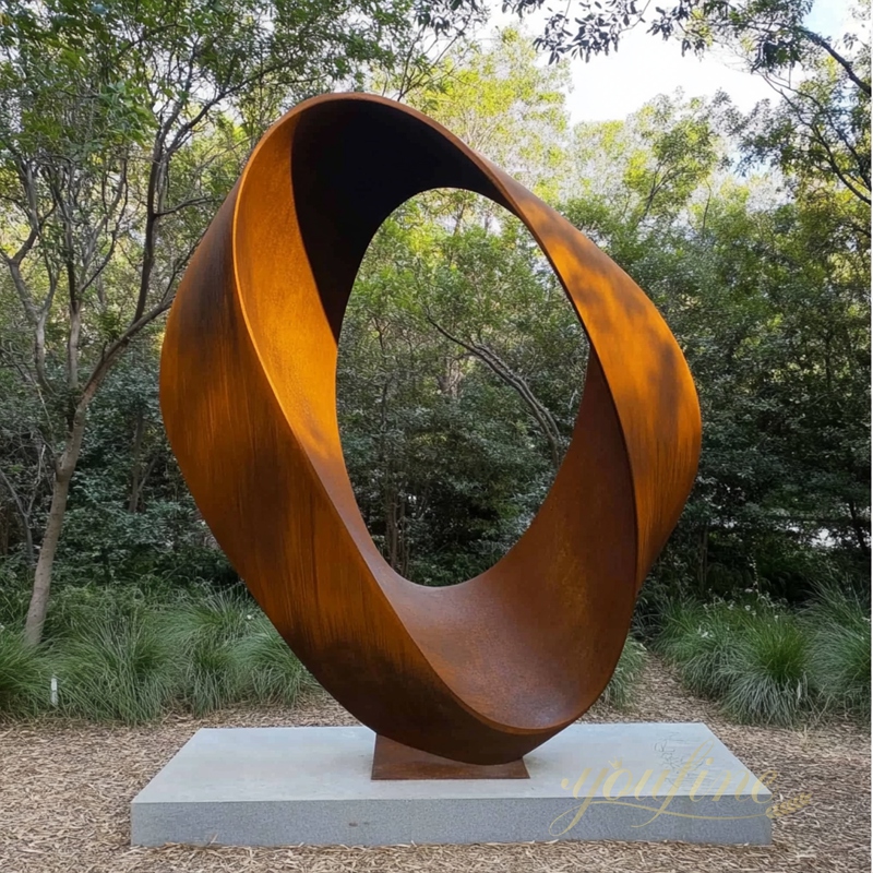 mobius corten steel sculpture