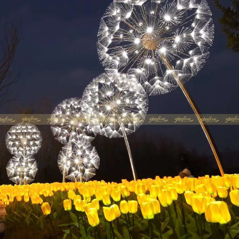 stainless steel dandelion sculpture