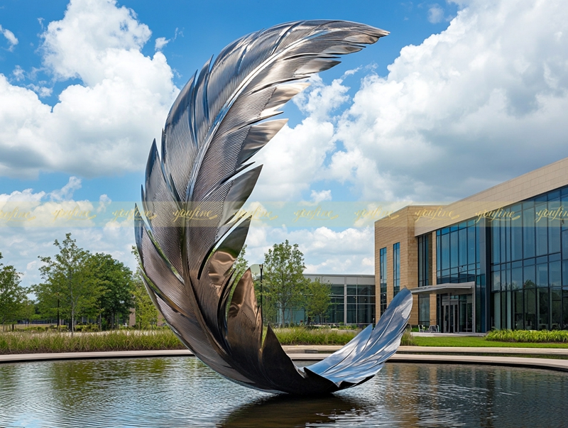 stainless steel feather sculpture