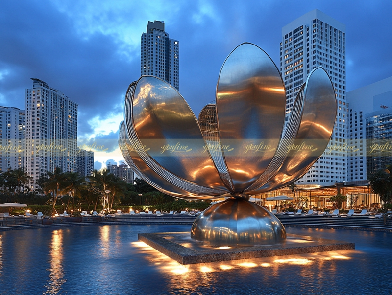 stainless steel flower sculpture