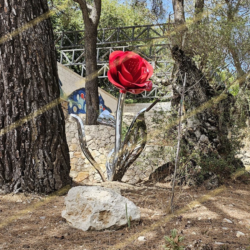 stainless steel rose sculpture