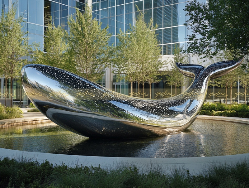 stainless steel whale sculpture