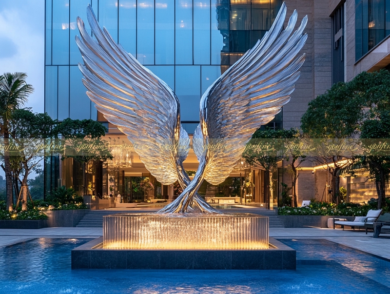 stainless steel wing sculpture