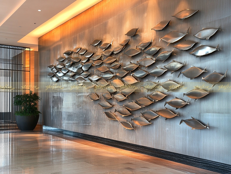 Abstract Metal Fish Wall Sculpture