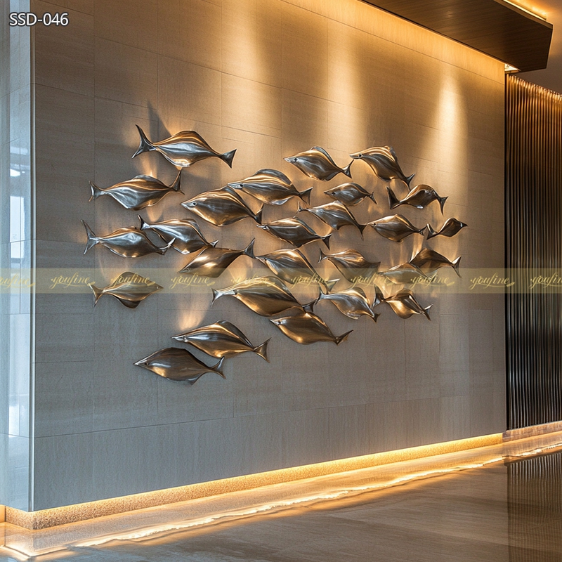 Abstract Metal Fish Wall Sculpture