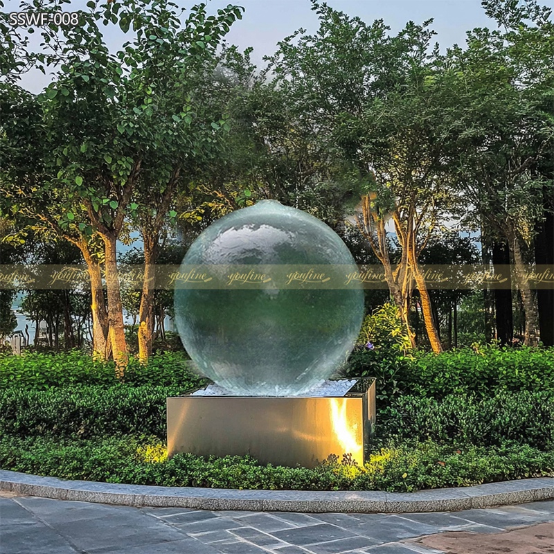 Acrylic Sphere Fountain with Stainless Steel Base