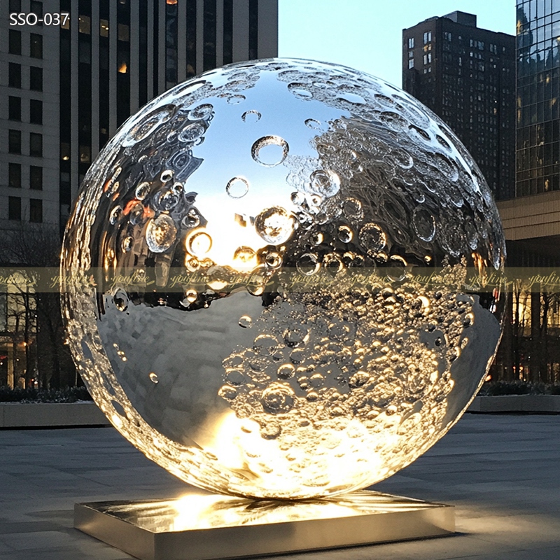 Modern Metal Moon Sculpture for City