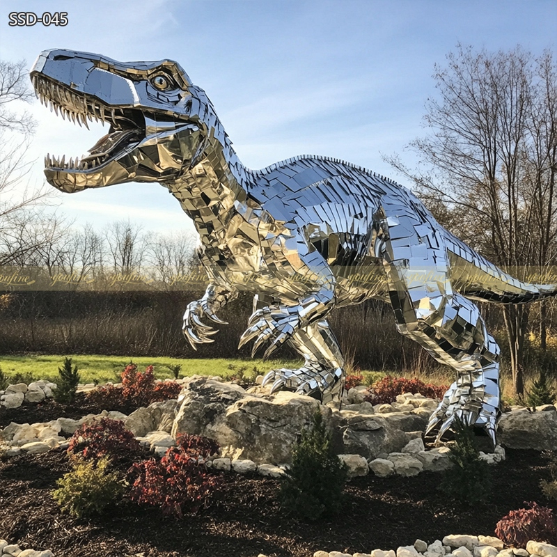 Modern Outdoor Metal Dinosaur Sculpture