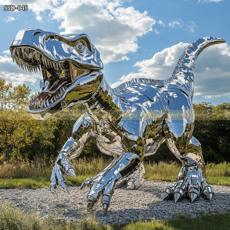 Modern Outdoor Metal Dinosaur Sculpture