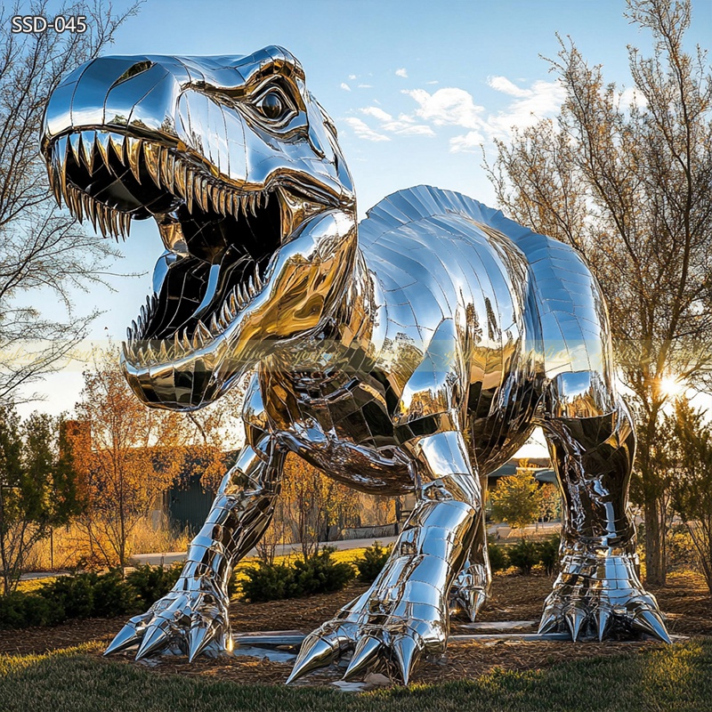 Modern Outdoor Metal Dinosaur Sculpture