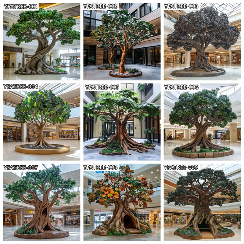 Realistic Fiberglass Artificial Tree Sculptures - Commercial Center Square - 3