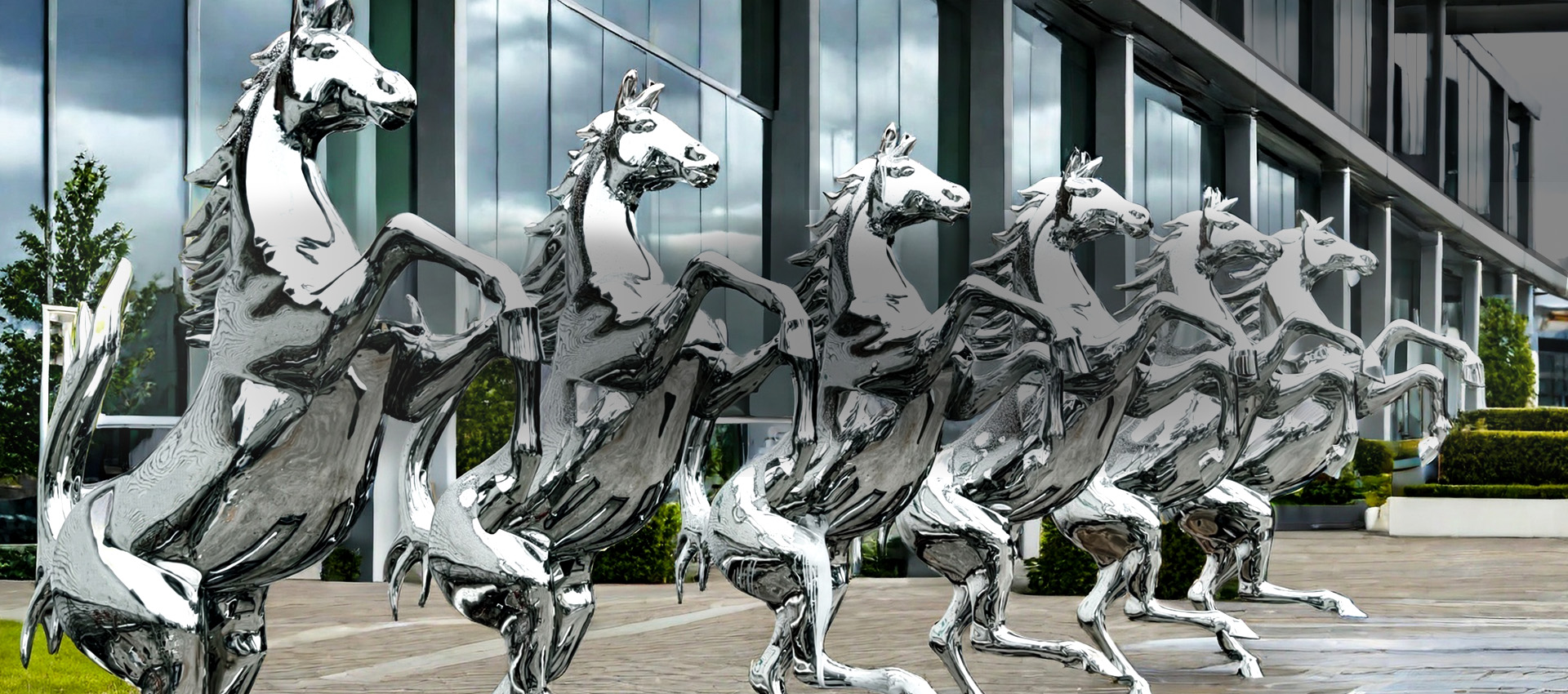 STAINLESS STEEL HORSE SCULPTURE