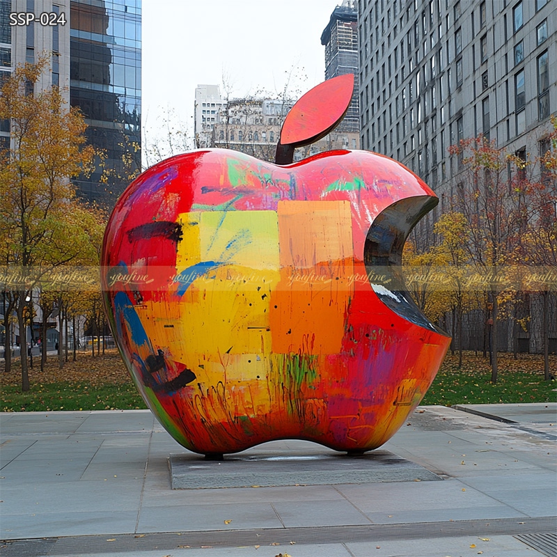 stainless steel  Apple Graffiti Sculpture for city