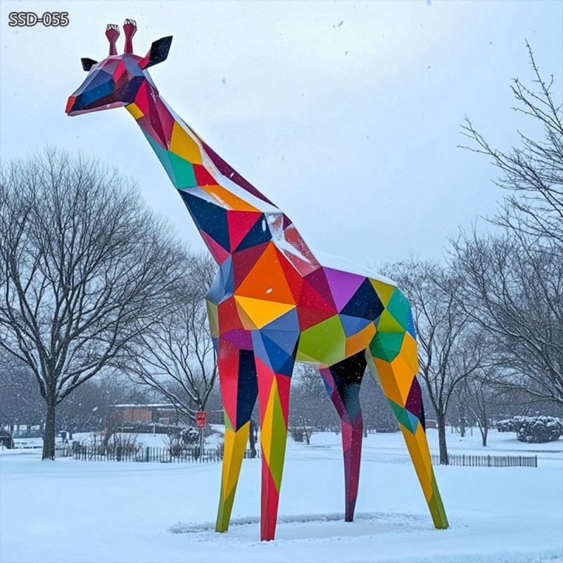 Geometric Colorful Giraffe Statue